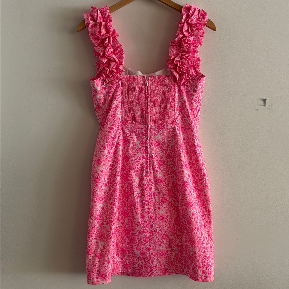 Lilly Pulitzer NWT Regina Stretch Shift Mini Dress Size 4 Pink White - Picture 3 of 9